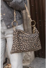 21Jewelz Middel grote tas met gouden ringen - suede panterprint