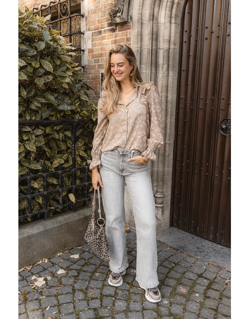 21Jewelz Middel grote tas met gouden ringen - suede panterprint