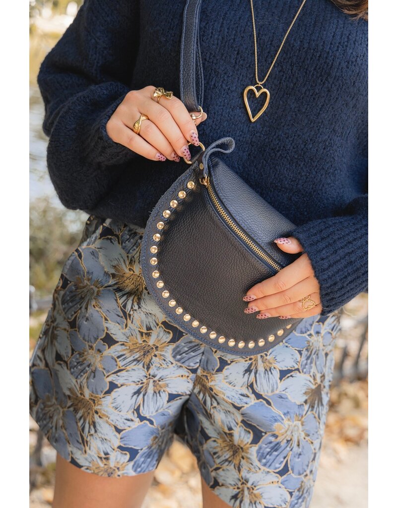 21Jewelz Crossbody tas met gouden studs - donkerblauw