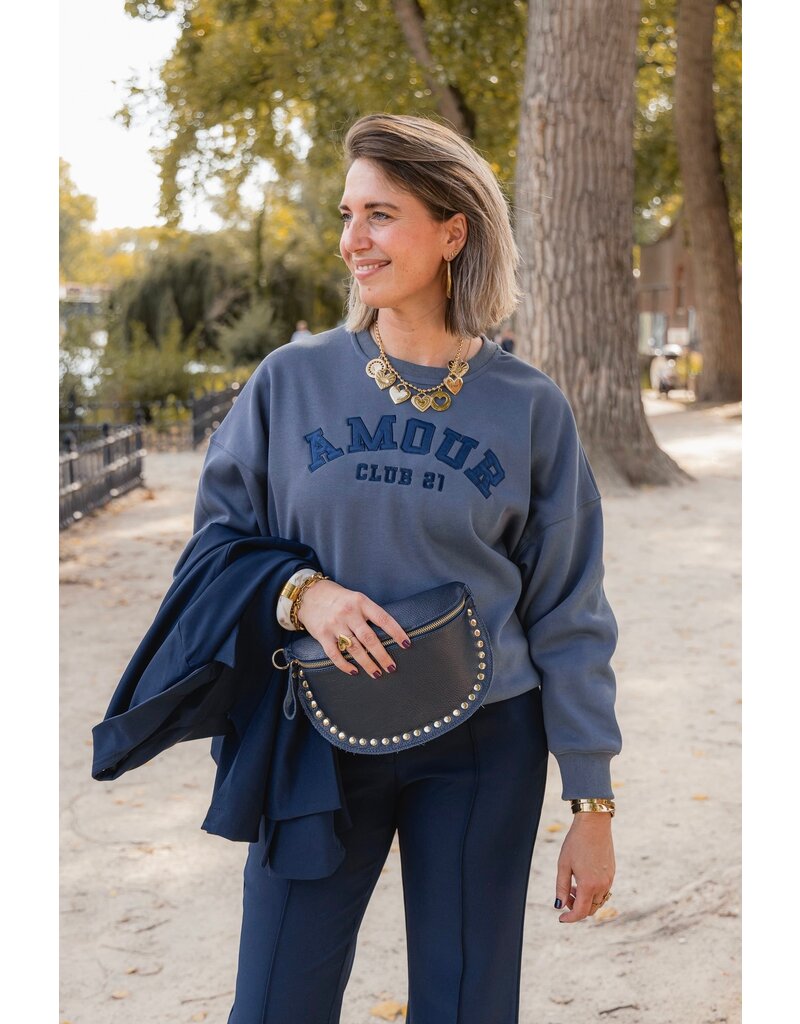 21Jewelz Crossbody tas met gouden studs - donkerblauw