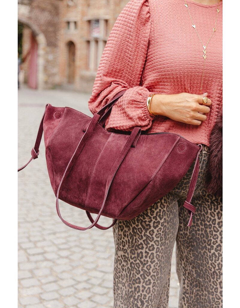 21Jewelz Suede shopper met dubbel hengsel - bordeaux
