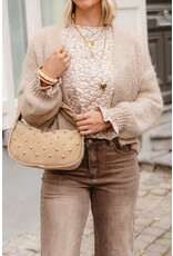 21Jewelz Midi handtas met gouden studs - suede beige