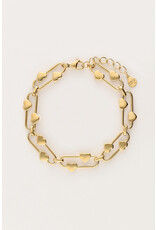 My Jewellery My Jewellery - Iconic armband ovaal met hartjes - goud