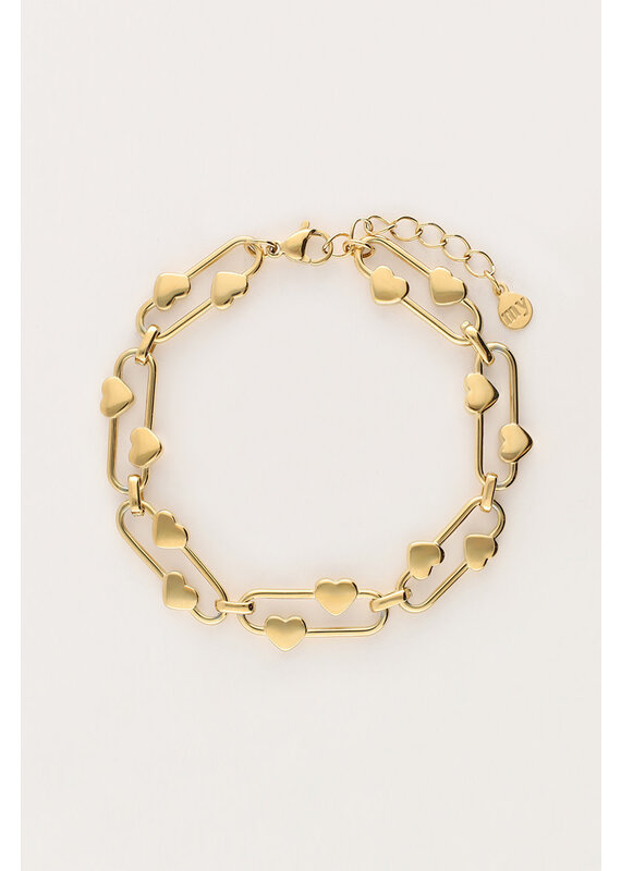 My Jewellery My Jewellery - Iconic armband ovaal met hartjes - goud