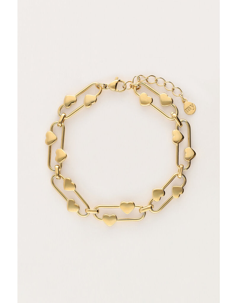My Jewellery My Jewellery - Iconic armband ovaal met hartjes - goud