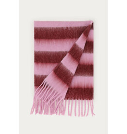My Jewellery My Jewellery - Roze sjaal met burgundy strepen en franjes