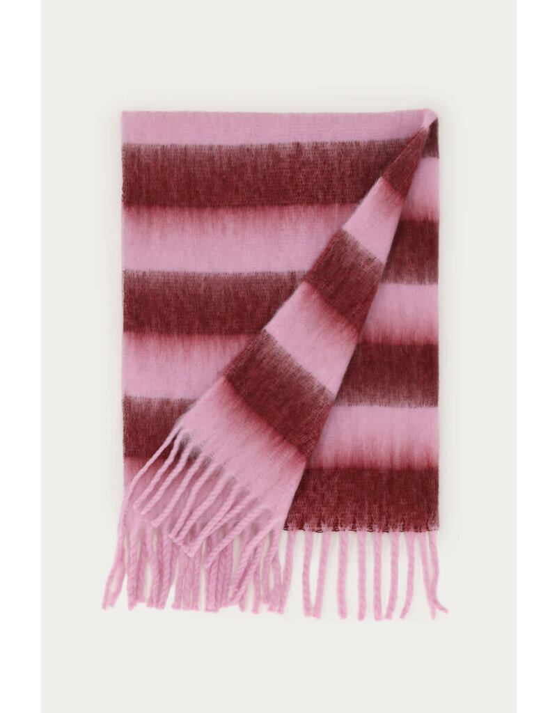 My Jewellery My Jewellery - Roze sjaal met burgundy strepen en franjes