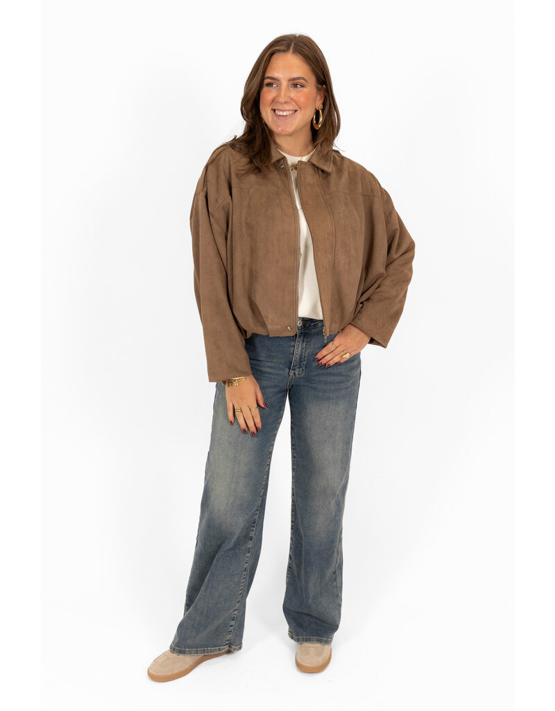 21Jewelz Trendy suede jasje - taupe