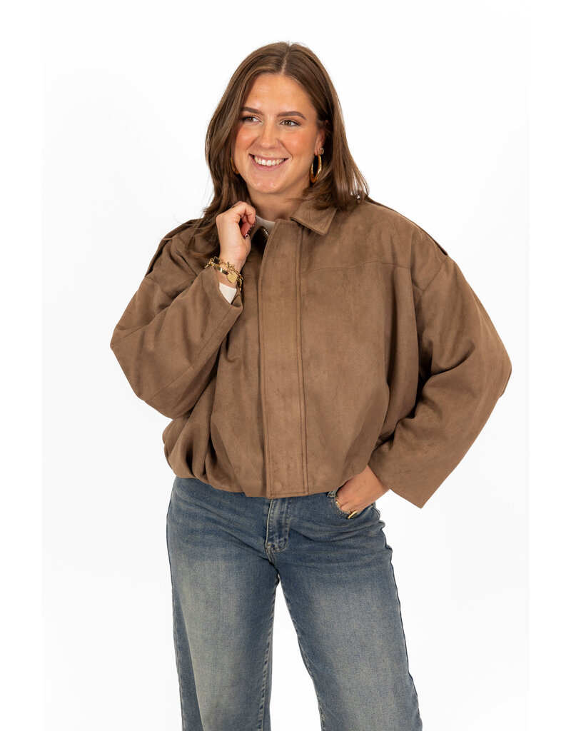 21Jewelz Trendy suede jasje - taupe