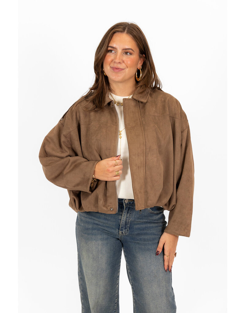 21Jewelz Trendy suede jasje - taupe