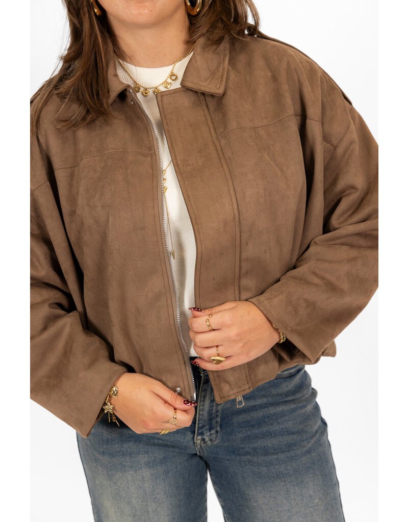 21Jewelz Trendy suede jasje - taupe