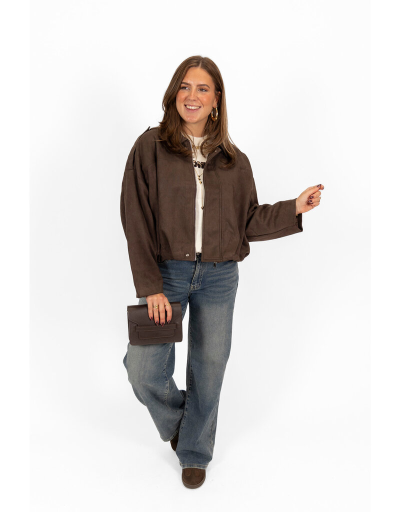 21Jewelz Trendy suede jasje - bruin