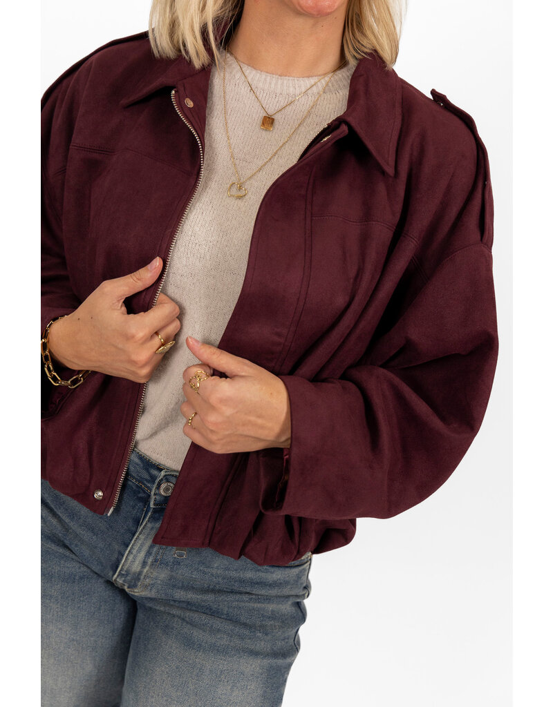 Trendy Suede Jasje - Bordeaux