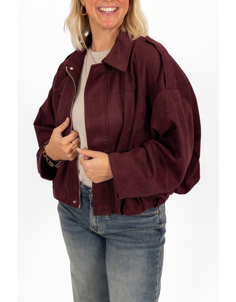 Trendy Suede Jasje - Bordeaux