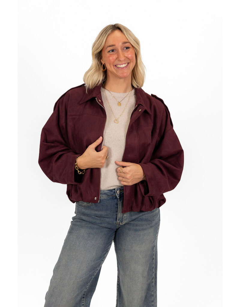 Trendy Suede Jasje - Bordeaux