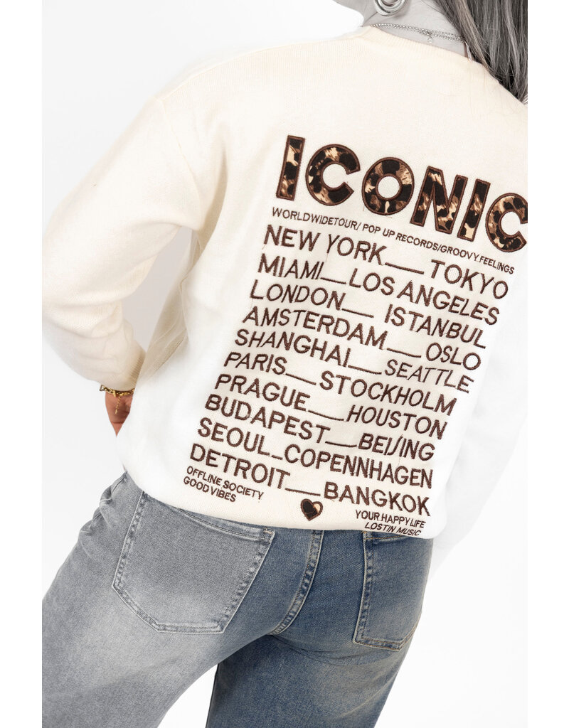 21Jewelz Sweater Iconic - ecru/panterprint
