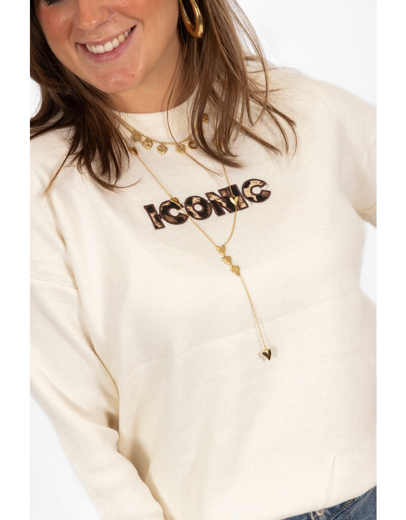 21Jewelz Sweater Iconic - ecru/panterprint