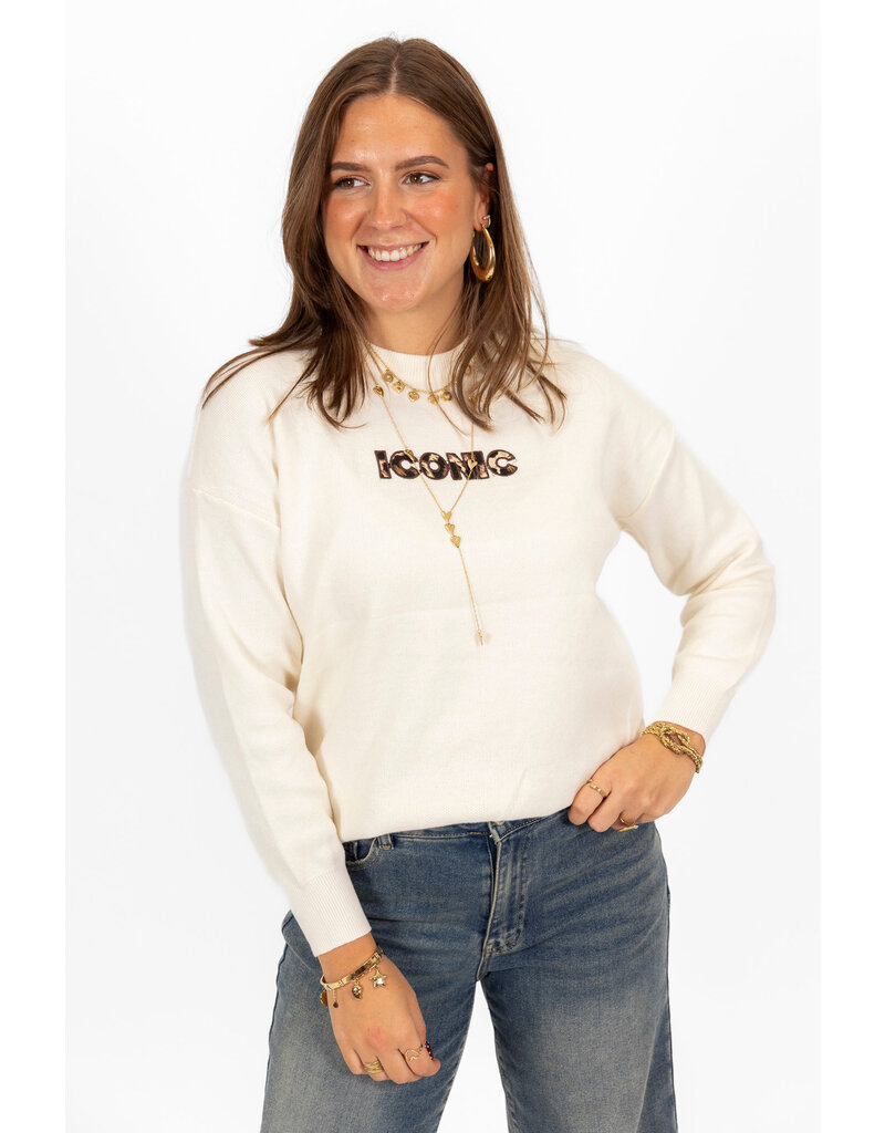 21Jewelz Sweater Iconic - ecru/panterprint