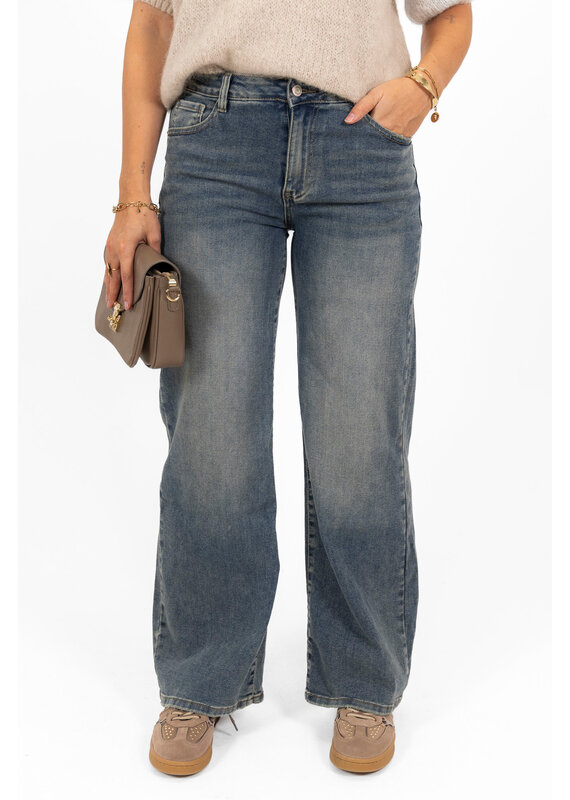 21Jewelz Basic stretch wide leg jeans - donkerblauw