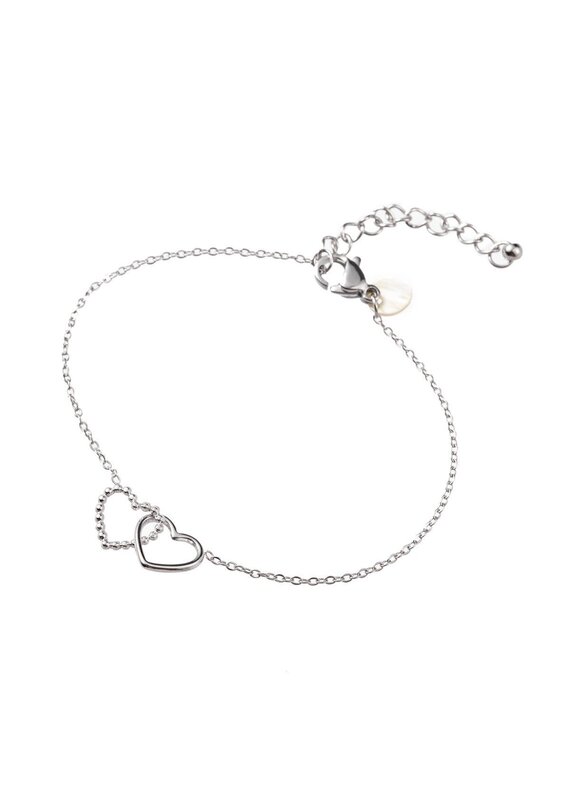 Go Dutch Label D&E - Double Heart Bracelet  - zilver