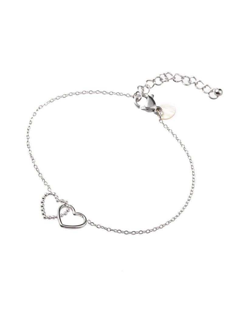 Go Dutch Label D&E - Double Heart Bracelet  - zilver