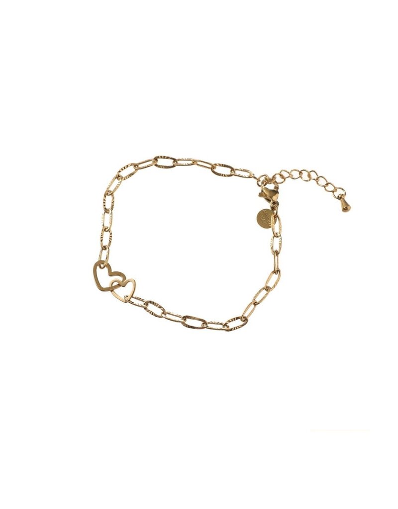 Go Dutch Label D&E - Linked Hearts Bracelet - goud