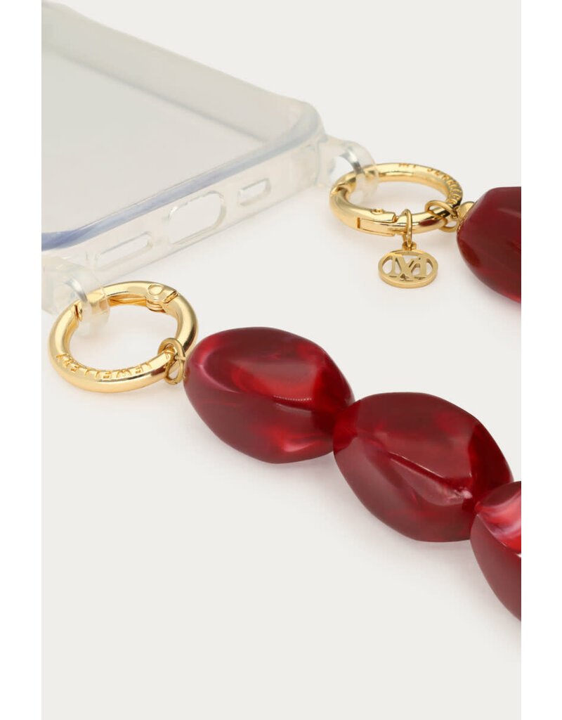 My Jewellery MyJewellery - Burgundy telefoonkoord met statement kralen - €25.99