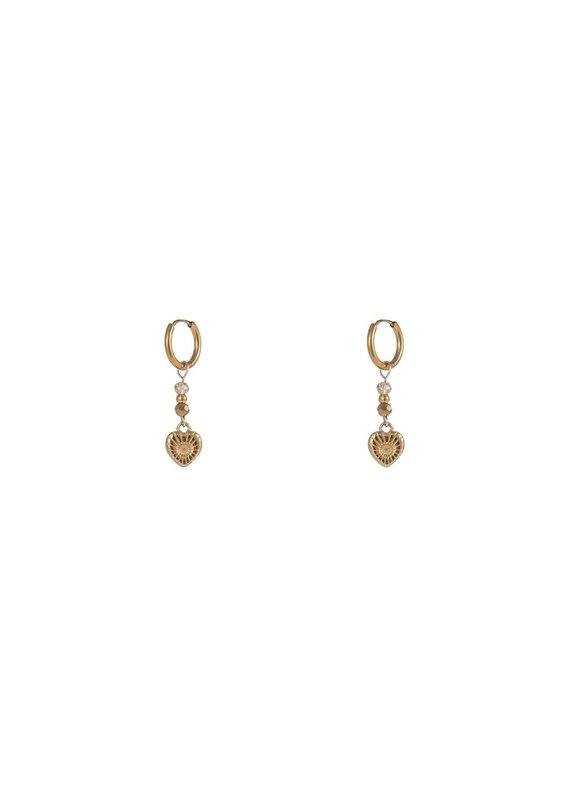Go Dutch Label D&E - Long Heart Bead Hoop - goud