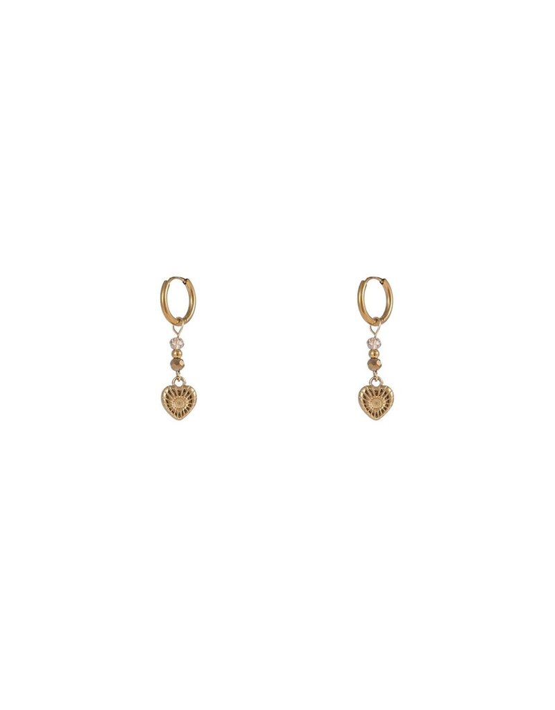 Go Dutch Label D&E - Long Heart Bead Hoop - goud