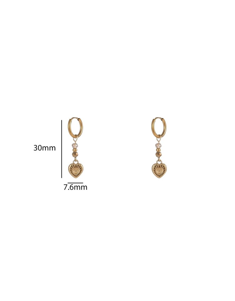 Go Dutch Label D&E - Long Heart Bead Hoop - goud
