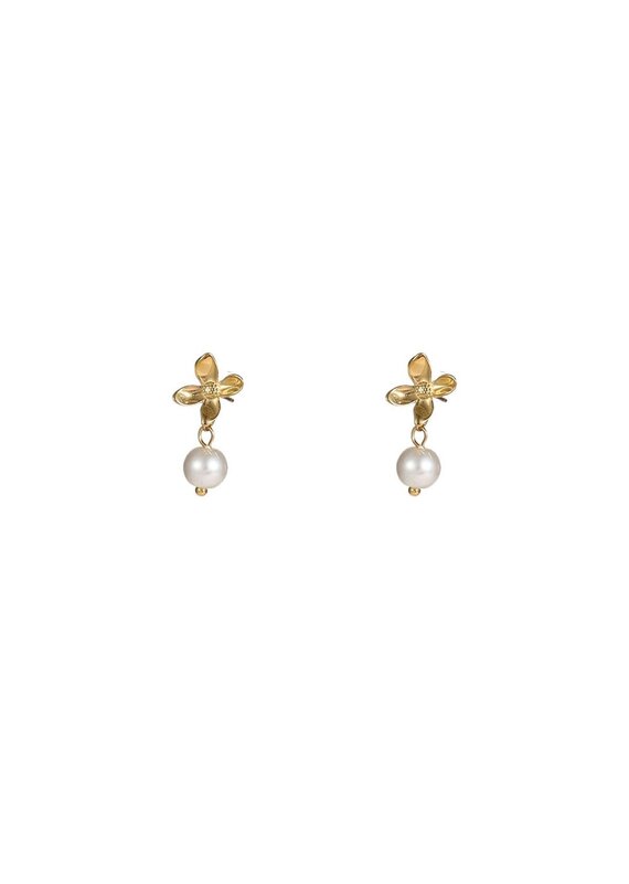 Go Dutch Label D&E - Pearly Flower Stud - goud