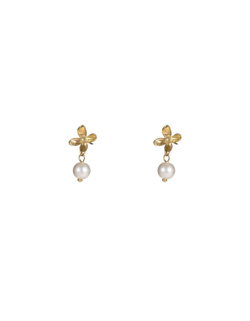 Go Dutch Label D&E - Pearly Flower Stud - goud