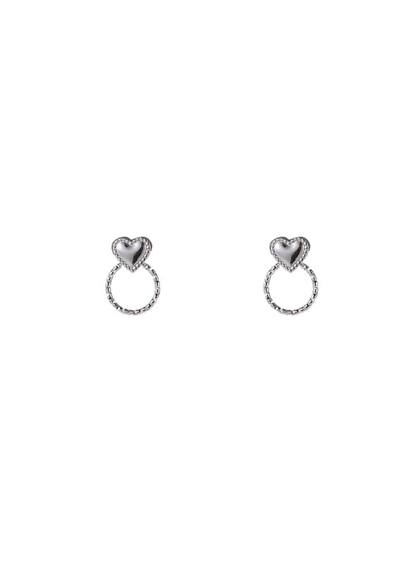 Go Dutch Label D&E - Heart Round Stud - zilver