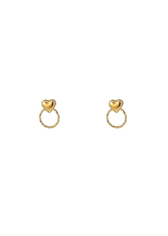 D&E - Heart Round Stud - goud