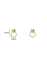 D&E - Heart Round Stud - goud