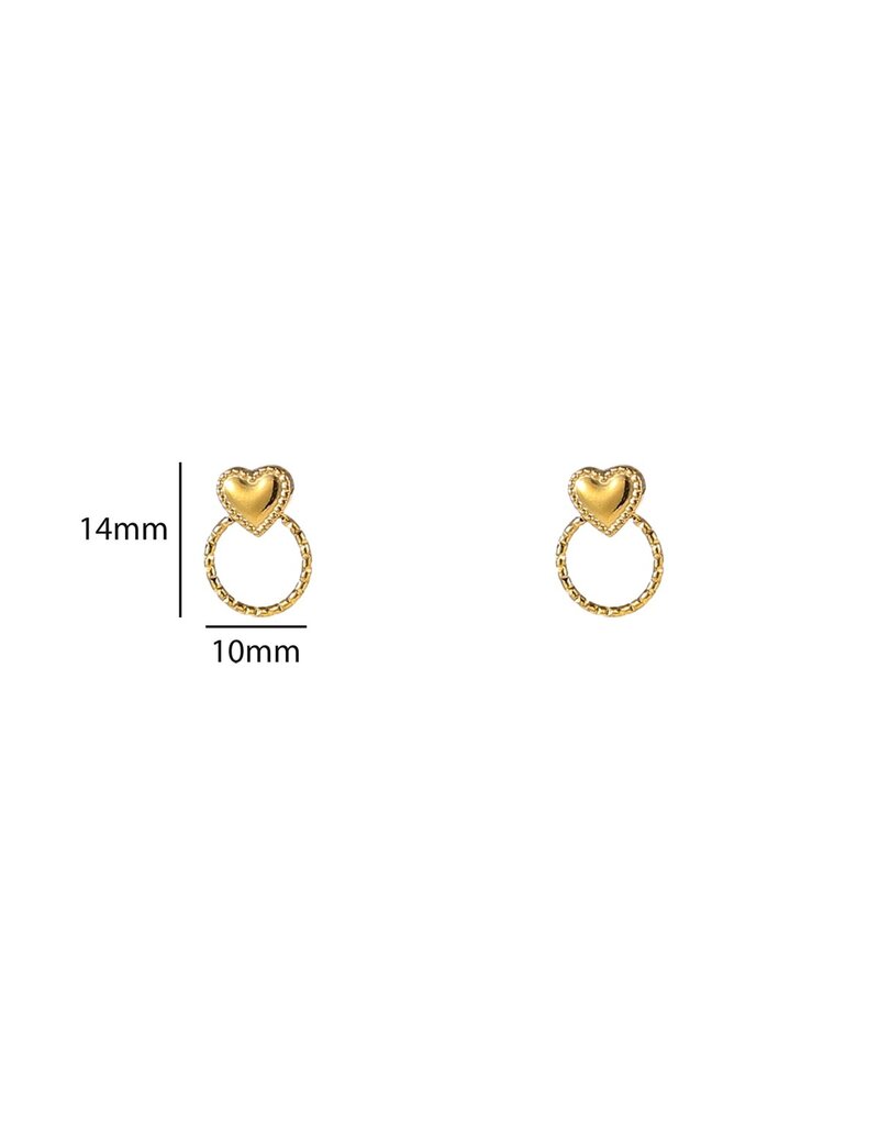 D&E - Heart Round Stud - goud