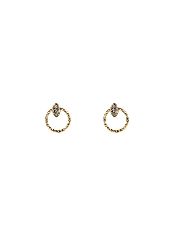 Go Dutch Label D&E - Sparkle Oval Round Stud - goud