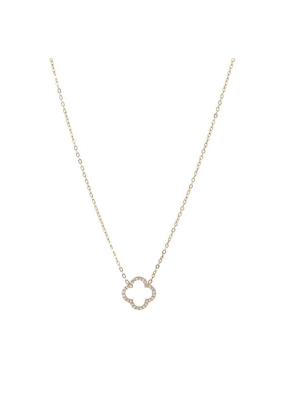 Go Dutch Label D&E - Sparkly Clover Necklace - goud