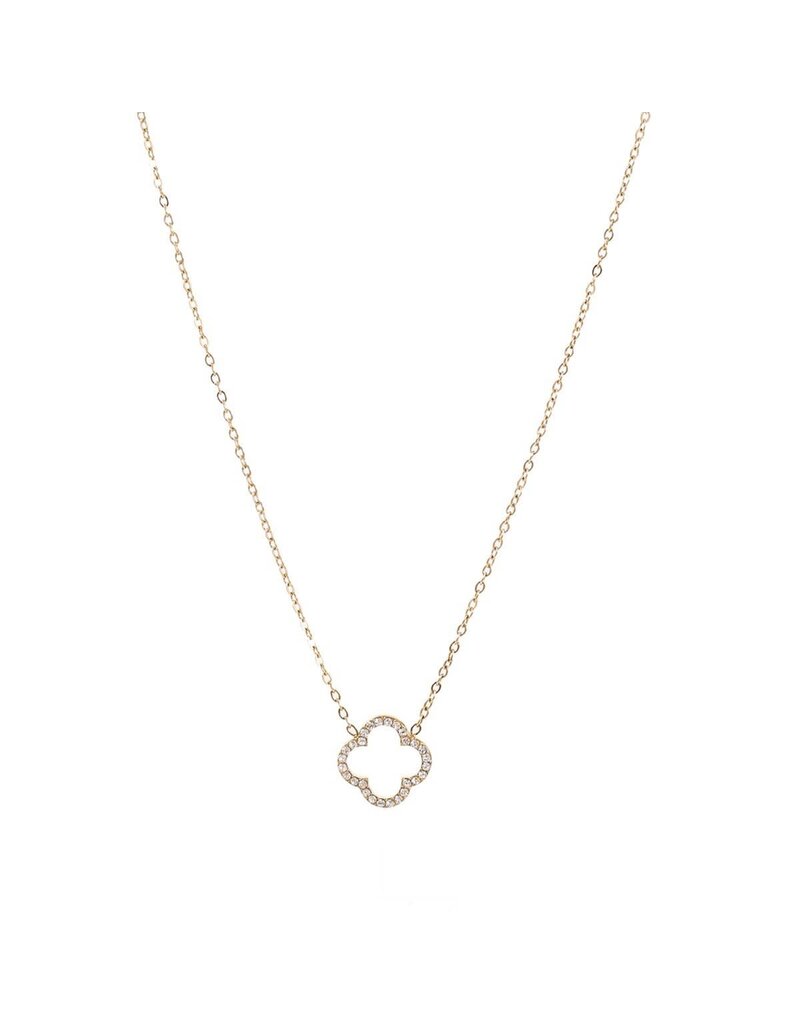 Go Dutch Label D&E - Sparkly Clover Necklace - goud