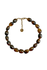21Jewelz Statement ketting met ovale kralen - ombre bruin