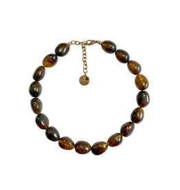 21Jewelz Statement ketting met ovale kralen - ombre bruin