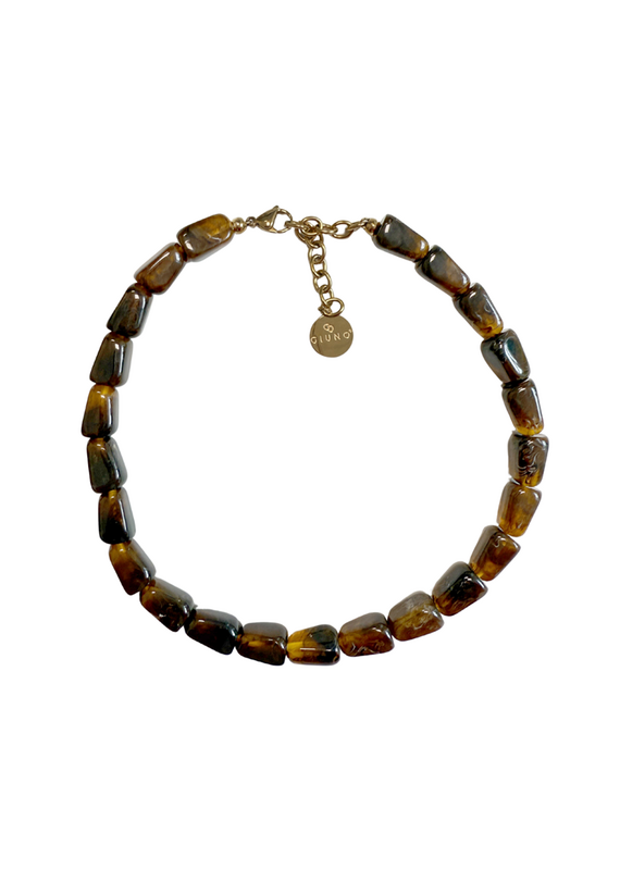 21Jewelz Statement ketting met rechthoekige kralen - ombre bruin