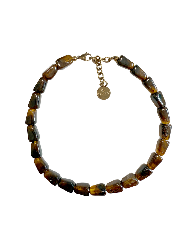 21Jewelz Statement ketting met rechthoekige kralen - ombre bruin