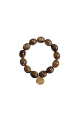 21Jewelz Statement armband met kleine ronde kralen - marmer bruin