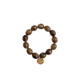 21Jewelz Statement armband met kleine ronde kralen - marmer bruin