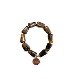 21Jewelz Statement armband met rechthoekige kralen - ombre bruin
