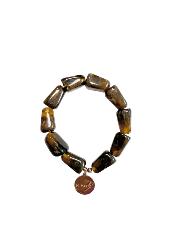 21Jewelz Statement armband met rechthoekige kralen - ombre bruin
