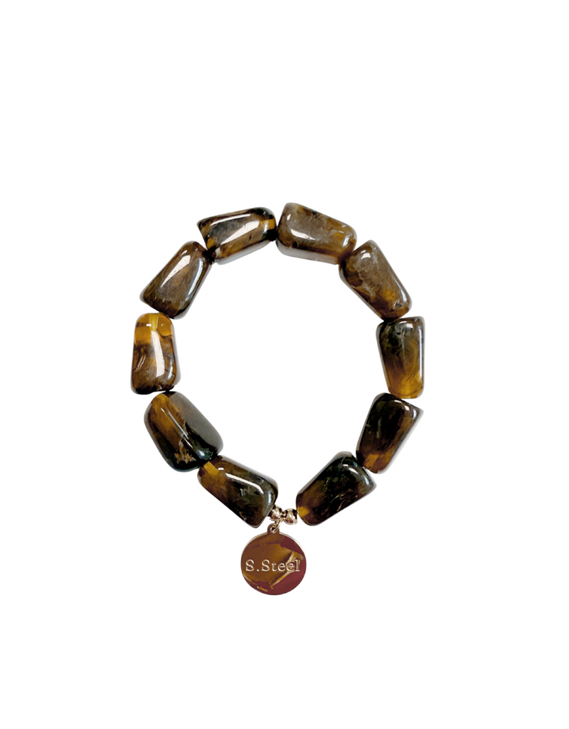 21Jewelz Statement armband met rechthoekige kralen - ombre bruin