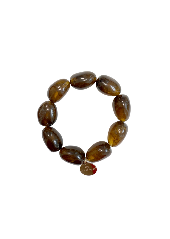 21Jewelz Statement armband met ovale kralen - ombre bruin