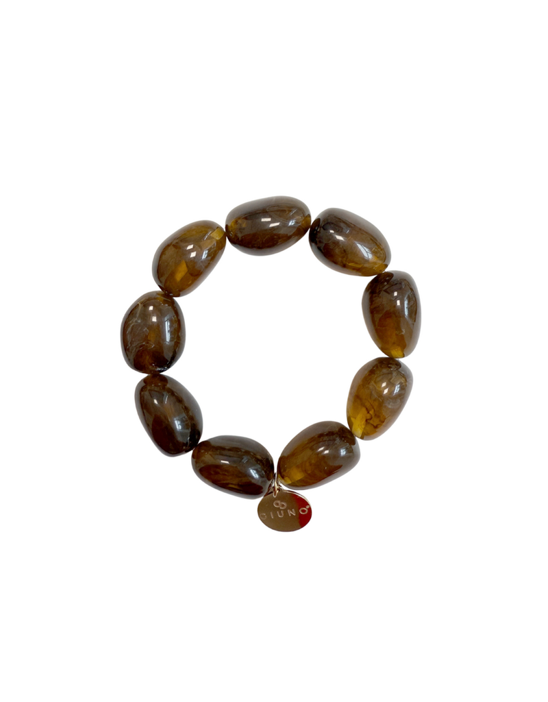 21Jewelz Statement armband met ovale kralen - ombre bruin